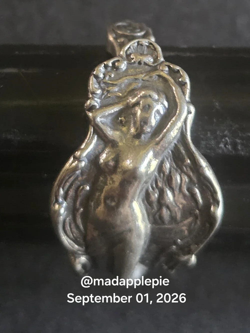 Sterling Silver Spoon Ring Goddess Diety Nymph Mother Nude Woman #136